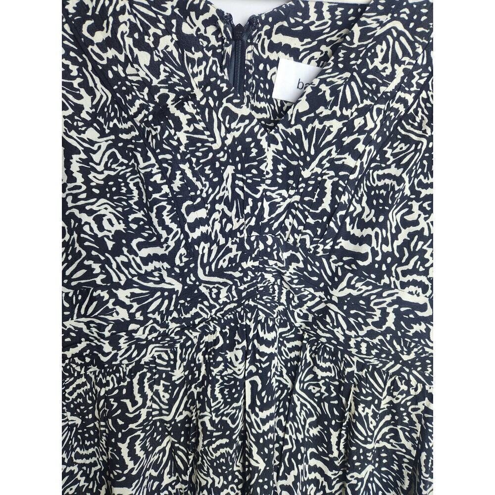 BA&SH Lia printed pleated crepe mini dress sz 8 3/4 sleeve beachy festival boho - Picture 3 of 12